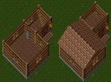 Small wooden L house